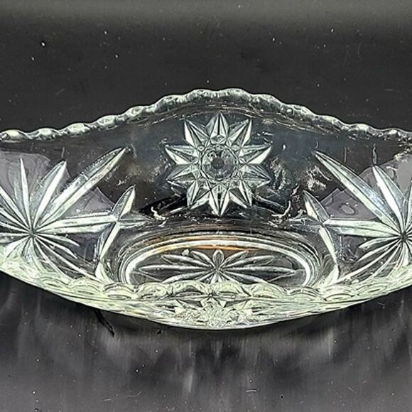Vintage Cut Glass Pickle Boat (EAPC / Star of David) - Picture 4 of 4